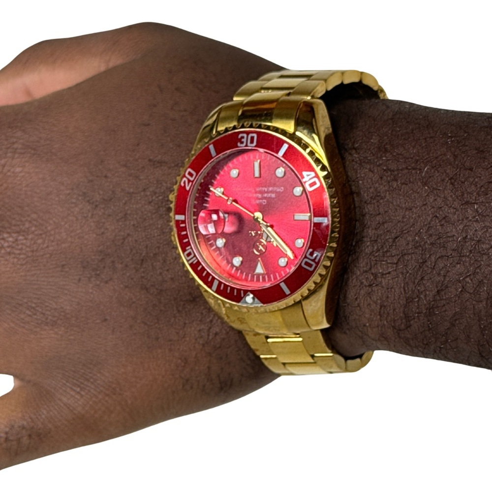 Gold and Red Men's Watch
